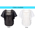 Hanna Nikole Women Plus Size Loose Semi See-Through Batwing Sleeve Lace Tops HN0020-1